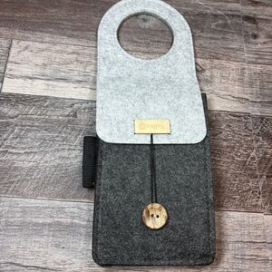 Bagby Gray Felt Bag with Button Accent